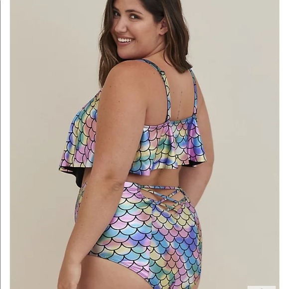 New! Set! Torrid sz 3 Rainbow Mermaid Swim Bathing Suit 3X - Picture 3 of 6